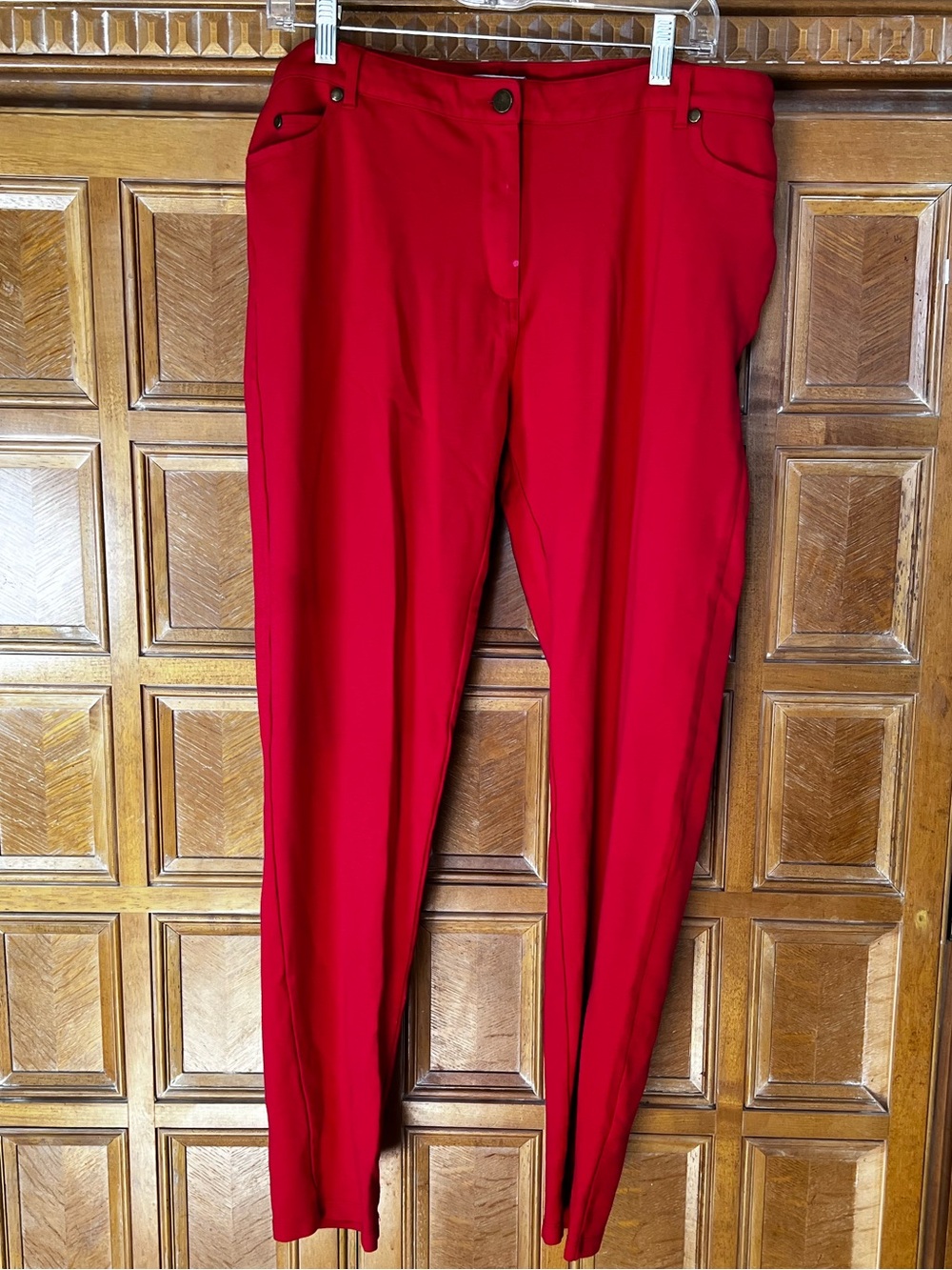 Alberto Malaki Red Pants Size 14 38x30 Stretch Slim Straight Leg